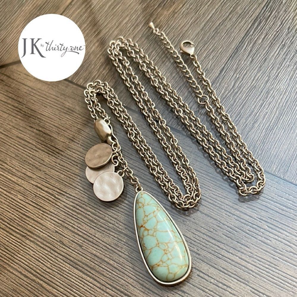Thirty-one Jewel Kade Inspiration Necklace (8725) 
Silver-tone with Turquoise